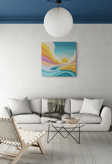 Paper Cutout Sunset Waves