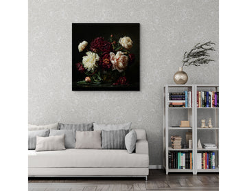 Moody Peony Still Life Wall Art – Elegant Dark Floral Classic for Sophisticated Interiors