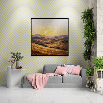 Impressionistic Sunset Over Rolling Hills