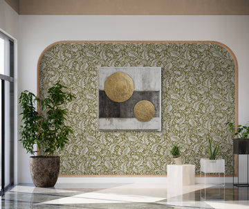 Abstract Gold Circle Wall Art – Modern Textured Canvas Artwork