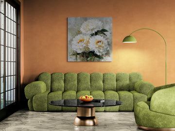 White Peony Impasto Painting | Textured Floral Wall Art