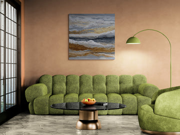 Metallic Gold and Navy Foaming Waves