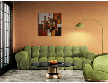 Mid-Century Geometric Abstract Wall Art – Warm Earth Tone Textile Inspired Design