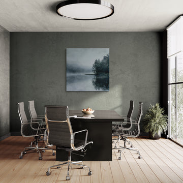 Misty Lake Landscape Art – Serene Forest Reflection Wall Decor