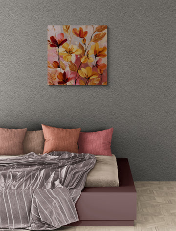 Abstract Floral Oil Painting in Warm Autumn Tones | Textured Art