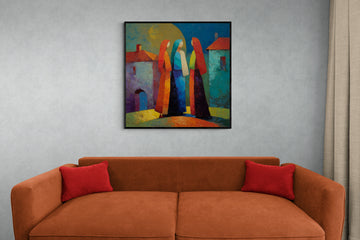 Abstract Trio with Spanish Townscape