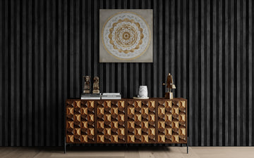 Opulent White and Gold Mandala with Engraved Detail Art