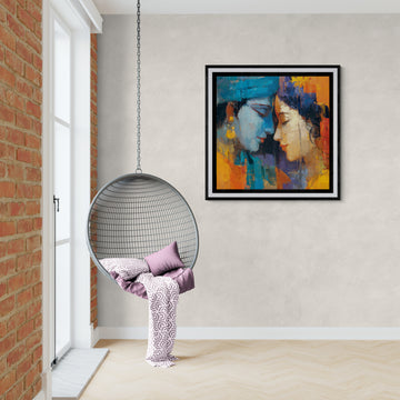 Radha Krishna Abstract Wall Art Canvas – Modern Hindu Spiritual Decor