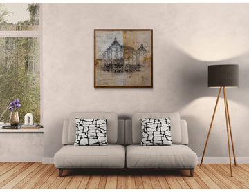 Vintage Architectural Building Sketch – Classic European Blueprint Art Work