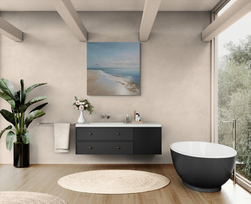 Coastal Beach Wall Art – Serene Ocean Shoreline Landscape Painting