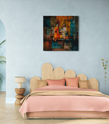 Textured Color-Block Couple | Modern Abstract Couple Art