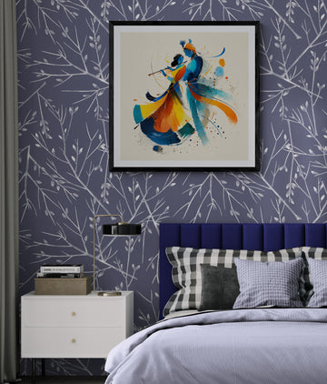 Abstract Radha Krishna Flute Art | Harmony Spiritual Wall Decor