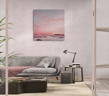 Pastel Desert Sunset Landscape | Soft Pink Sky & Dunes