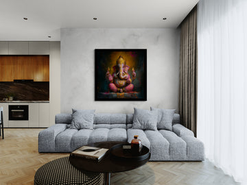 Crimson and Gold Meditative Ganesha