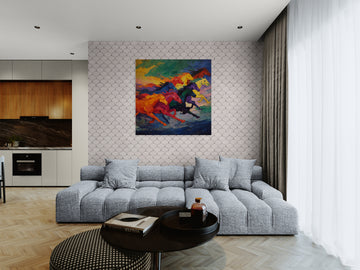 Colorful Running Horses Artwork – Vibrant Abstract Equine Wall Art