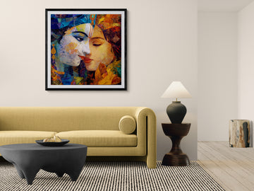 Abstract Union Radha and Krishna | Divine Gaze Wall Art