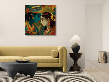 Radha Krishna Wall Art – Divine Love Portrait Canvas Print