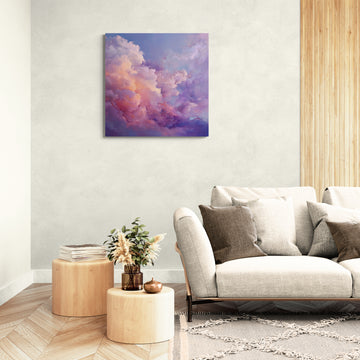 Abstract Pastel Cloud Painting – Soft Pink and Purple Sky Art