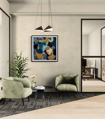 Textured Devotion: Modern Geometric Radha Krishna