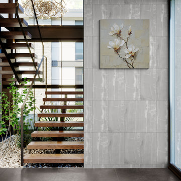 Elegant Textured Magnolia Flower Wall Art in Soft Neutral Tones