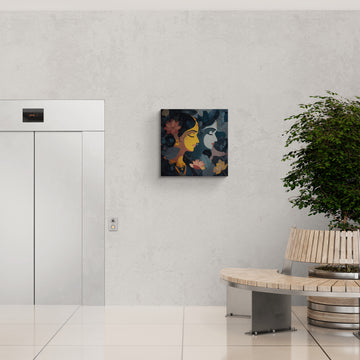 "Lotus Harmony: Profile Portrait in Stylized Symmetry"