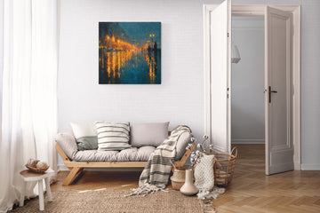 Impressionist Rainy Cityscape Painting – Glowing Night Lights & Urban Reflections
