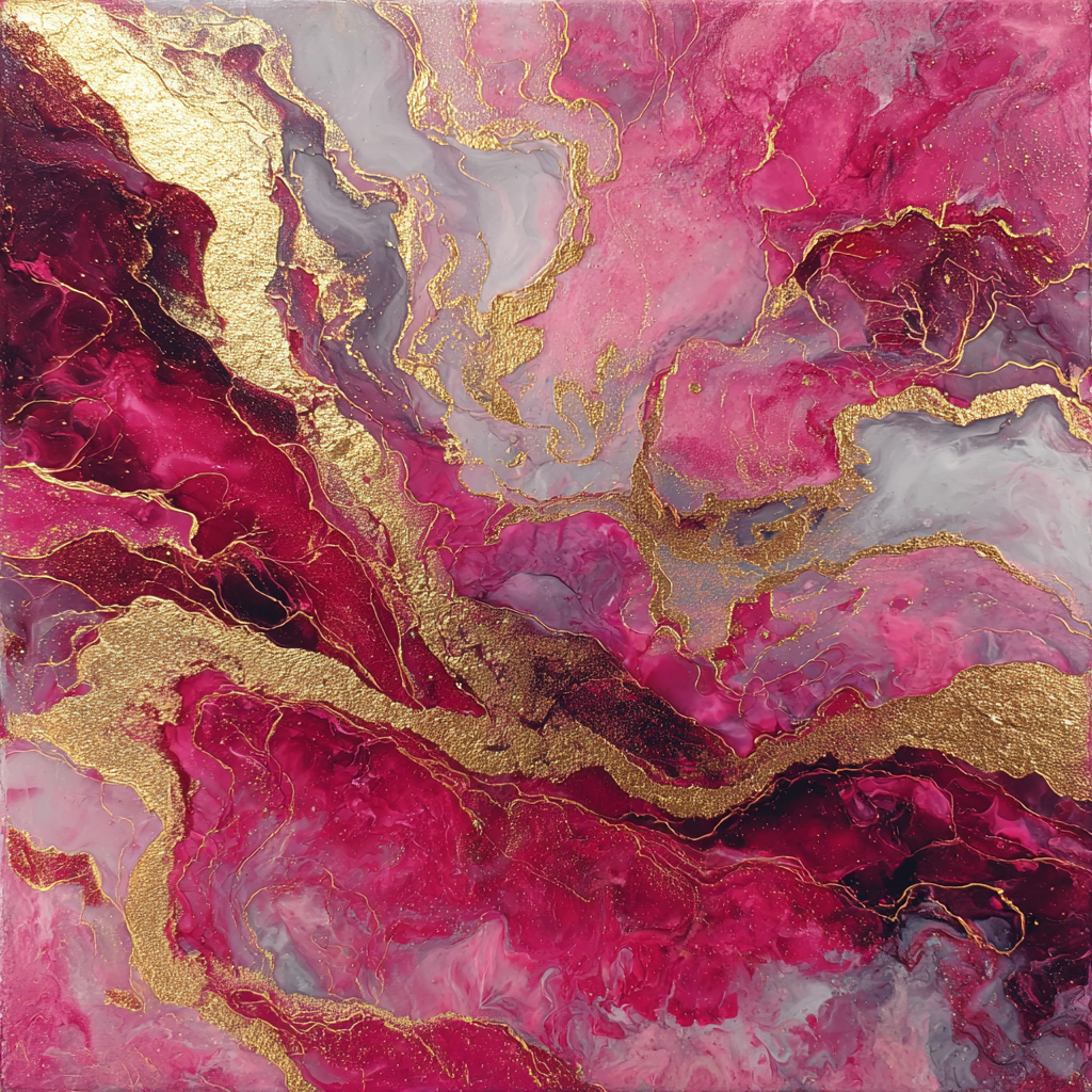 Pink and Gold Abstract Resin Art | Luxury Marble-Inspired Wall Design