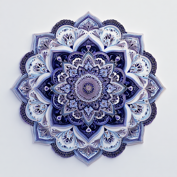 Blue and White Mandala Wall Art | Intricate Floral Geometric Design