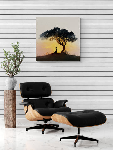 Sunset Meditation Silhouette Art – Peaceful Yoga & Mindfulness Wall Art