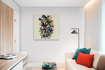 Abstract Animal Collage Artwork – Modern Geometric Wildlife Art