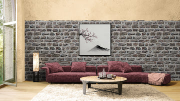 Minimalist Sumi-e: Solitary Blossom and Ink Mountain