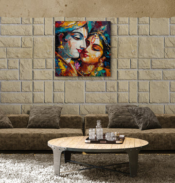 Impressionist Radha Krishna Oil Painting | Hindu Devotional Wall Art