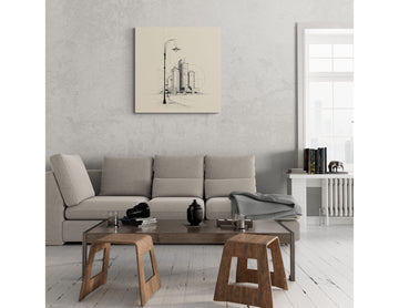 Minimalist Cityscape Line Art | Modern Urban Architecture Illustration