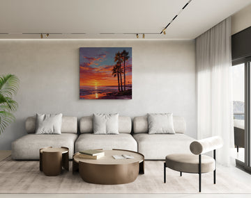 Tropical Sunset Palm Trio