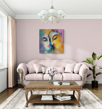 Abstract Radha Krishna Painting | Modern Spiritual Art Work