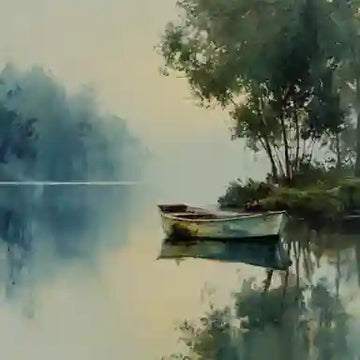 Stillness on a Misty Lake