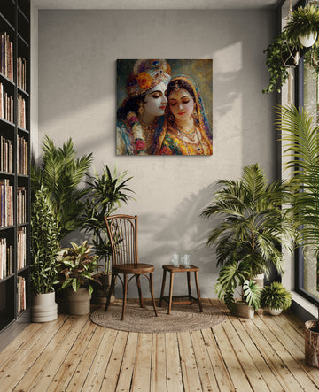 Luminous Divine Union: Impressionist Radha and Krishna