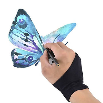 Artist Two-Finger Glove for Pencil Sketching, Watercolors Painting and Graphics Drawing Tablet