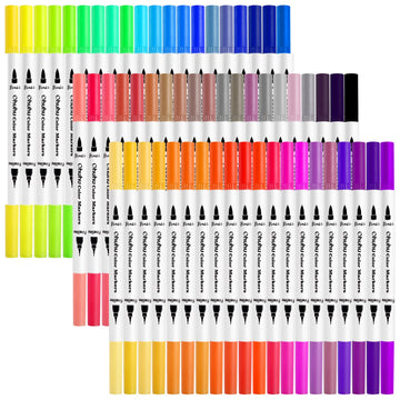 Ohuhu Art Markers 60 Colors Dual Tips Coloring Brush Fineliner Color Pens