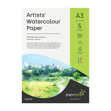 Watercolor Paper 300 GSM Cold Pressed A3 Pack of 5