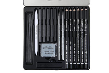 CRETACOLOR Black Box Charcoal Drawing Set of 20 - Tin Box