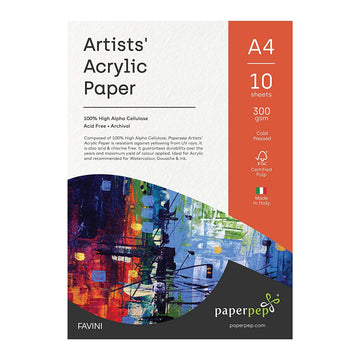 Acrylic Paint Paper 300 GSM Cold Pressed A4 Pack of 10