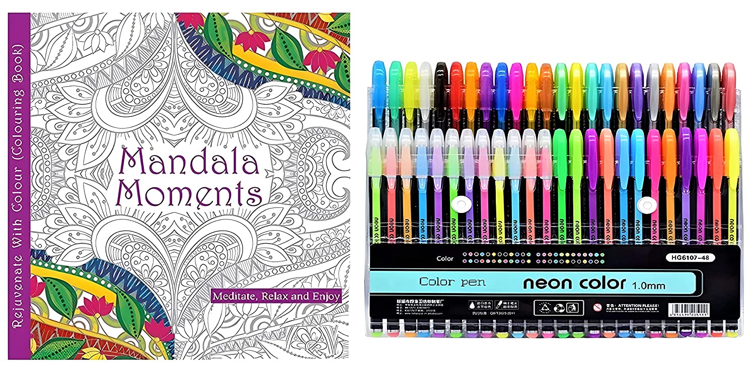 Mandala Coloring Book with Color Filling Gel Pens