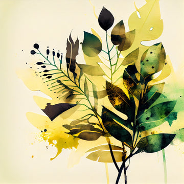 "Green Oasis: Abstract Watercolor Leaves Print for Your Home and Office Wall Decor"