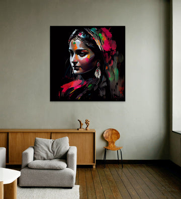 Capture the Divine Love of Radha Rani with Our Stunning Oil Art Print