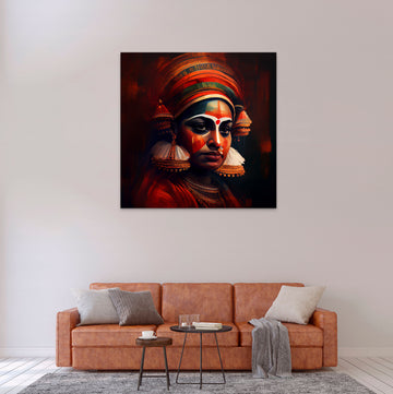 Bring Home the Magic of Kathakali: Stunning Oil Color Portrait Print