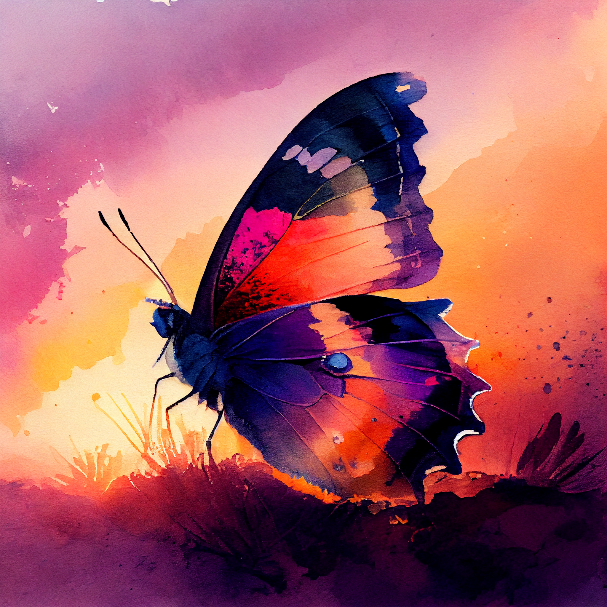 "Fluttering Beauty: Colorful Butterfly Watercolor Painting Print for Living Room & Wall Decor"