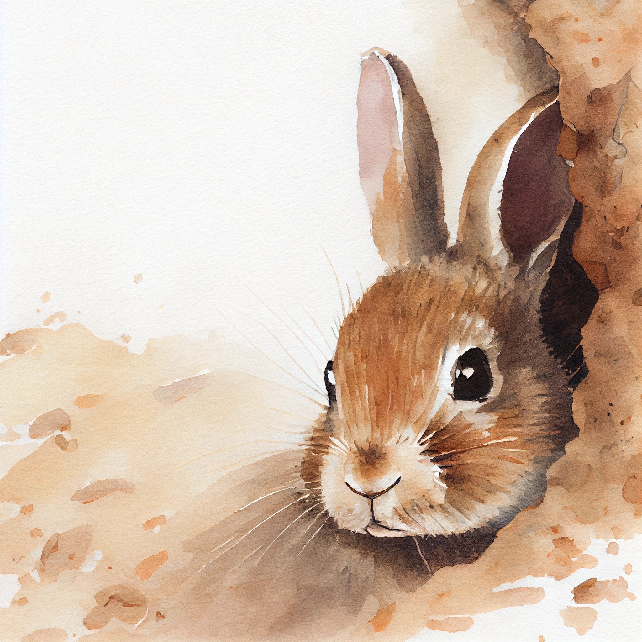 Peekaboo Bunny: Adorable Watercolor Painting Print