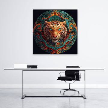 Tiger Mandala: Intricate Fusion of Wild and Serene, a Perfect Accent for Any Room