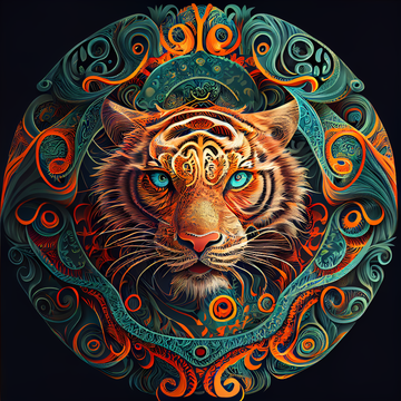 Tiger Mandala: Intricate Fusion of Wild and Serene, a Perfect Accent for Any Room